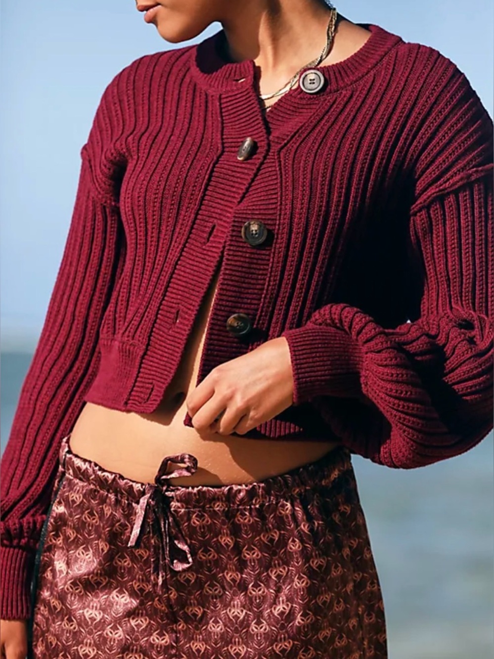 Free People Cardigan All Yours in Açaí